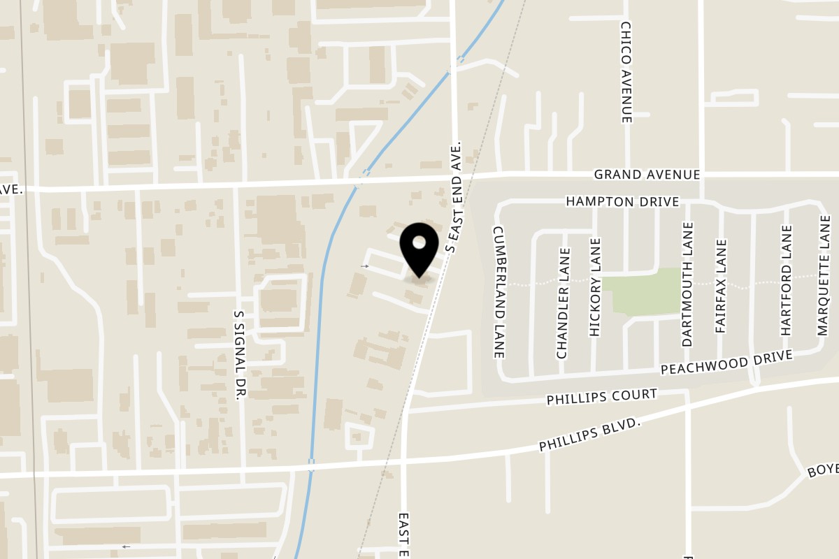 Map showing the location of Tropical Mexico on 1371 S East End Ave in Pomona